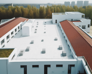 Wit dak op schoolgebouw