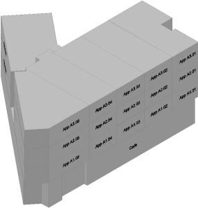 17 Appartementen feestzaal 3D voor