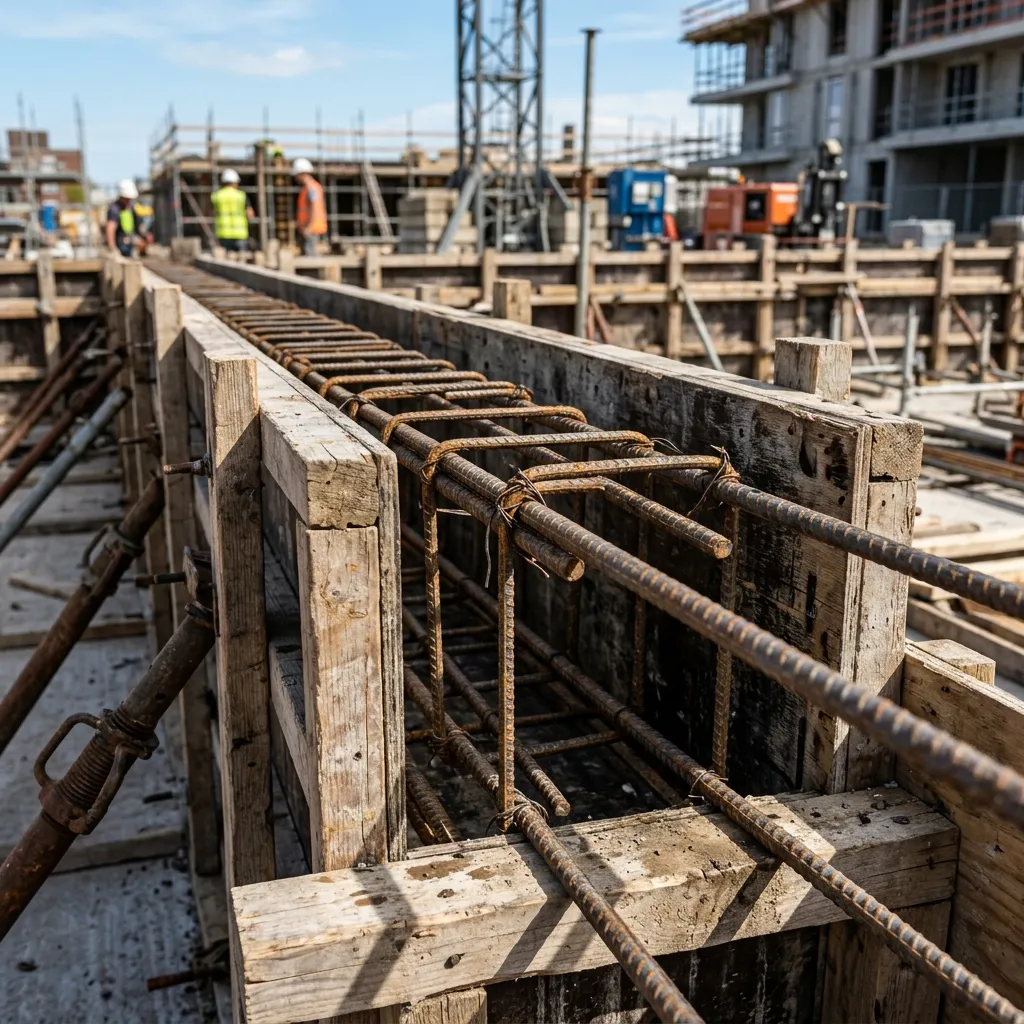 Stabiliteitsingenieur controleert bekisting en wapening op bouwwerf